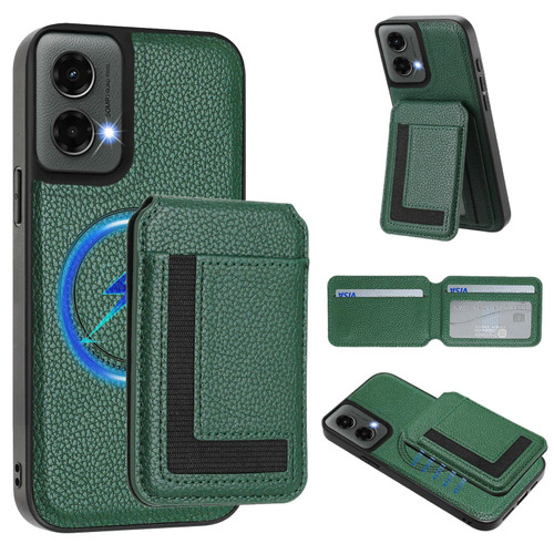 Moto G 5G 2024 CX01 Detachable Magsafe Magnetic Card Bag Phone Case - Peacock Green